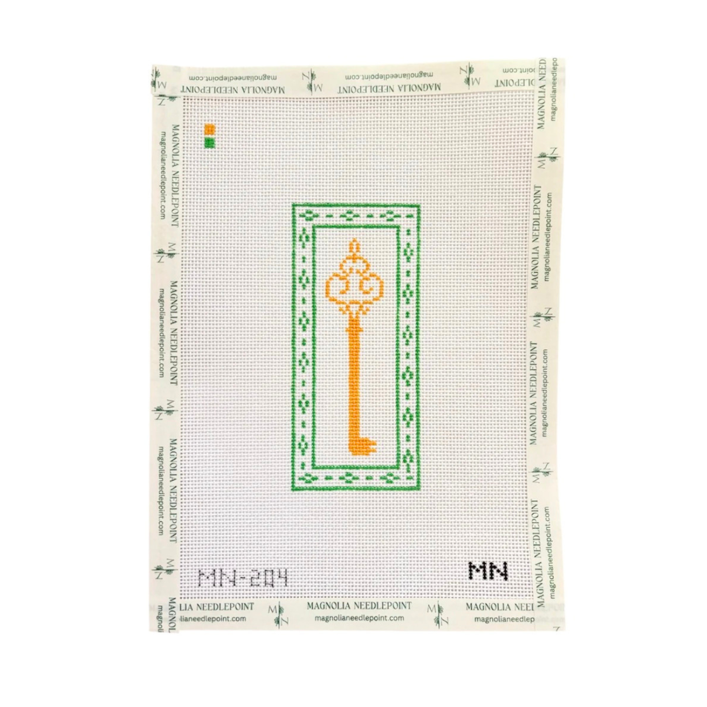 Green Border Key - Magnolia Needlepoint