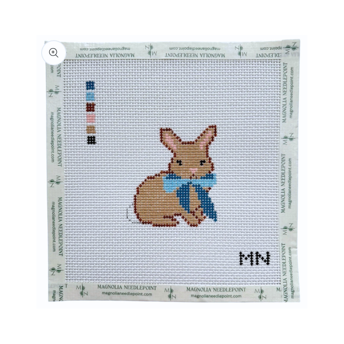 Blue Bow Bunny - Magnolia Needlepoint