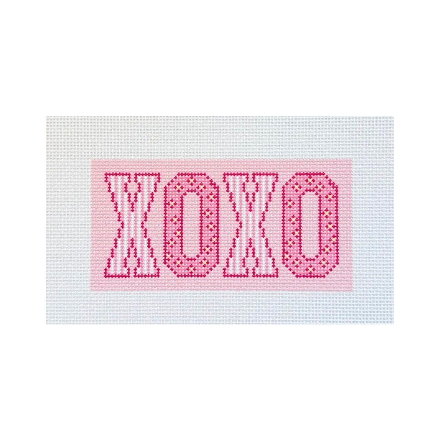 Stitch Printed XOXO Pink Block Letters Insert - Magnolia Needlepoint
