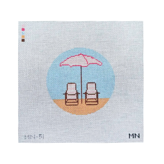 Pink Striped Beach Chairs - Magnolia Needlepoint