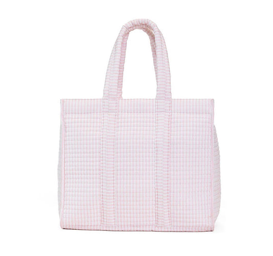 Light Pink Pimlico Stripe Quilted Tote