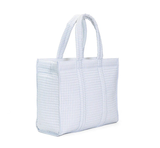 Light Blue Pimlico Stripe Quilted Tote