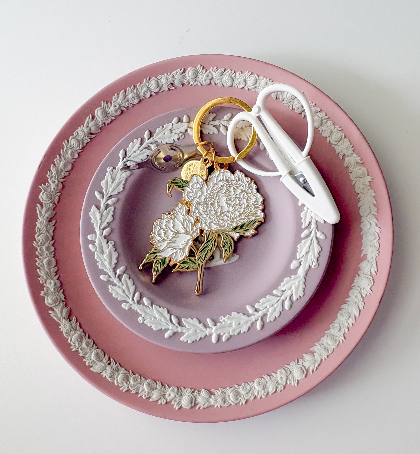 Heirlooms in the Air- White Peony Needlepoint Accessories