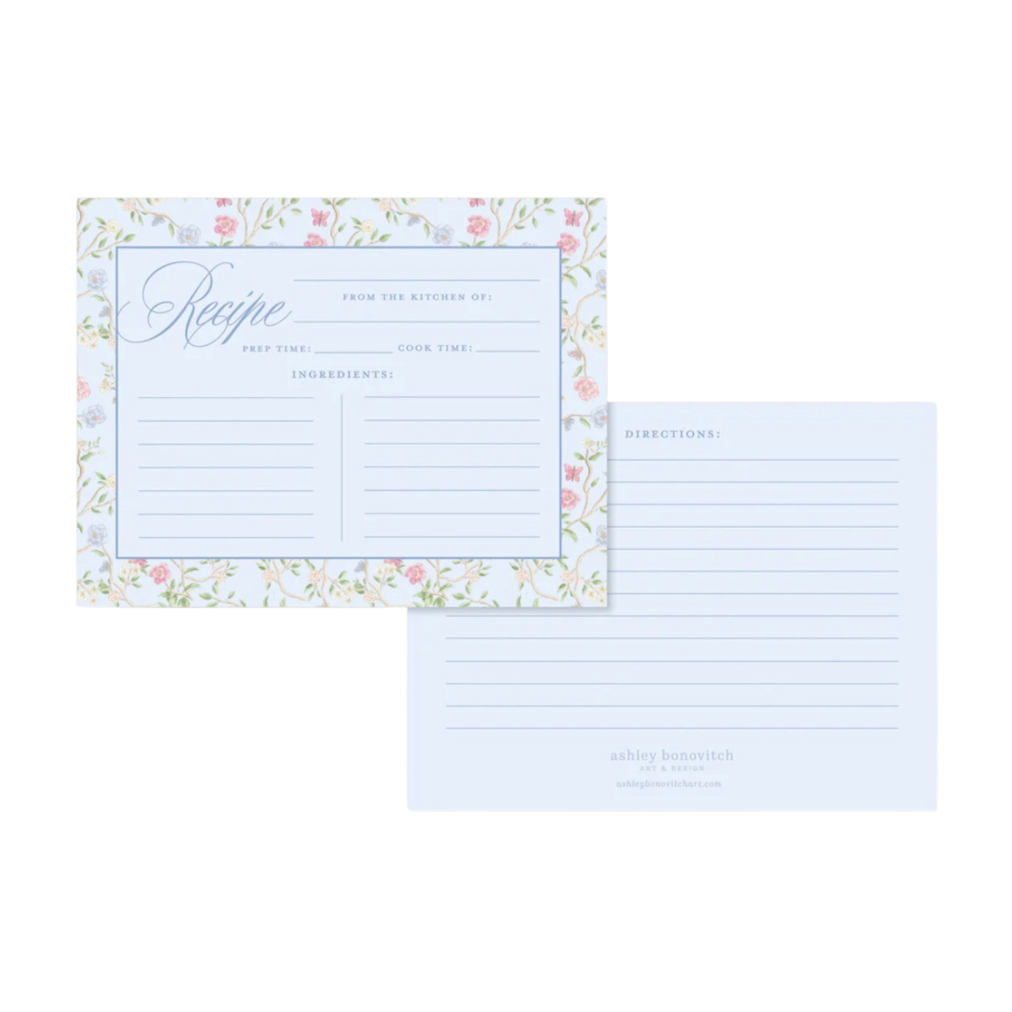 Recipe Cards in Blue Chinoiserie