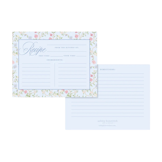 Recipe Cards in Blue Chinoiserie