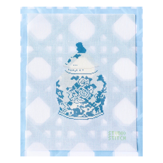 Blue and White Ginger Jar - The Studio Stitch
