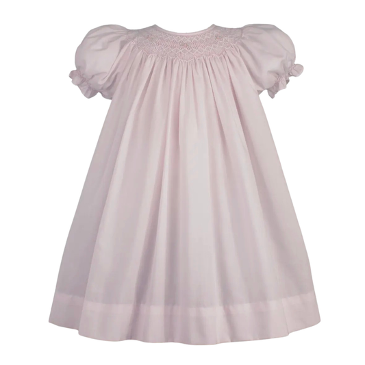 Newborn Bishop Smocked Dress with Pearls with Bonnet
